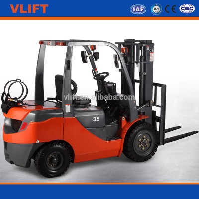 2.5 ton LPG Gasoline hydraulic forklift with 3m full free mast with side shift with Dual Fuel with LPG cylinder