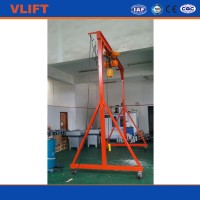 Mini Crane, Adjustable Manual Gantry Crane 1000kg Capacity with Hoist